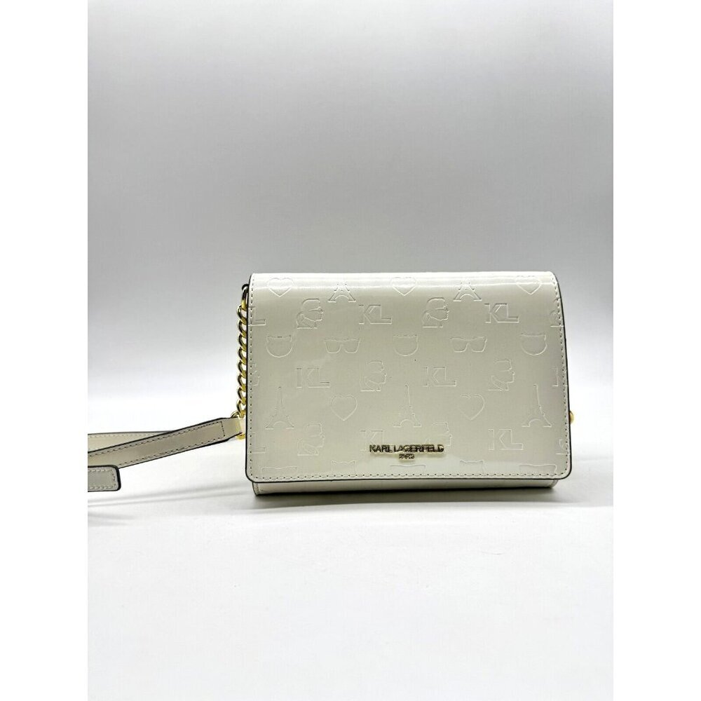 KARL LAGERFELD Paris Lourdes embossed women's small crossbody bag - White